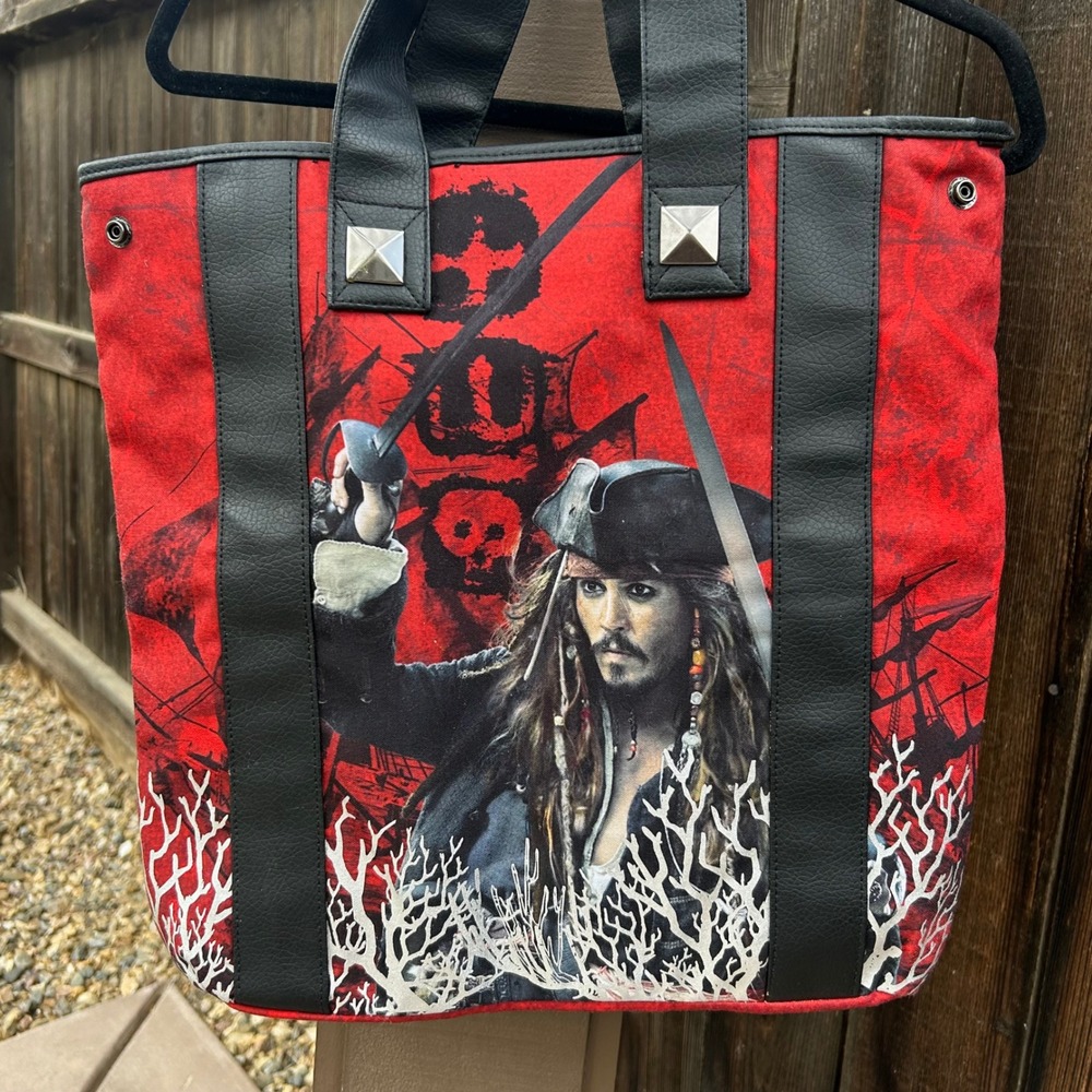 Disney Pirates Caribbean On Stranger Tides Jack Sparrow Red Tote Bag 2011